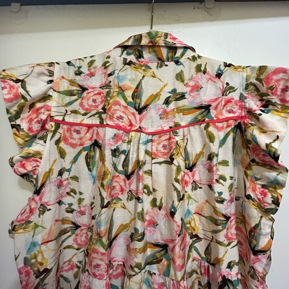 Umgee Womens Ruffled Sleeveless Off White Dress w/pink flowers & Foliage,Sz XL - Picture 8 of 8